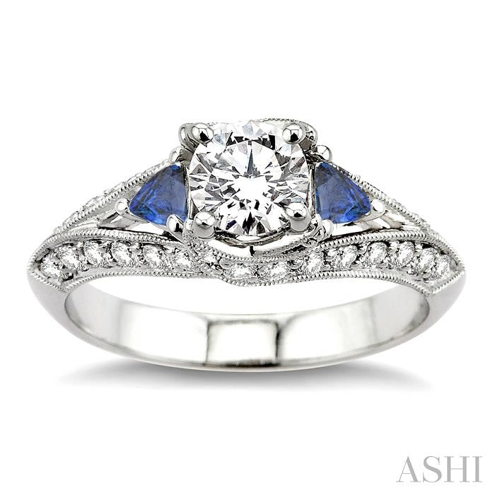 Gemstone & Diamond Semi-Mount Engagement Ring