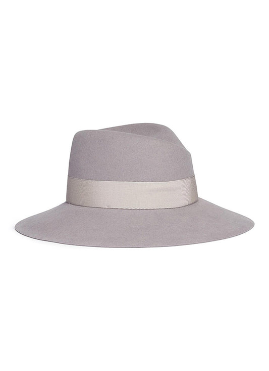 Virginie' rabbit furfelt fedora hat - Maison Michel - Grey