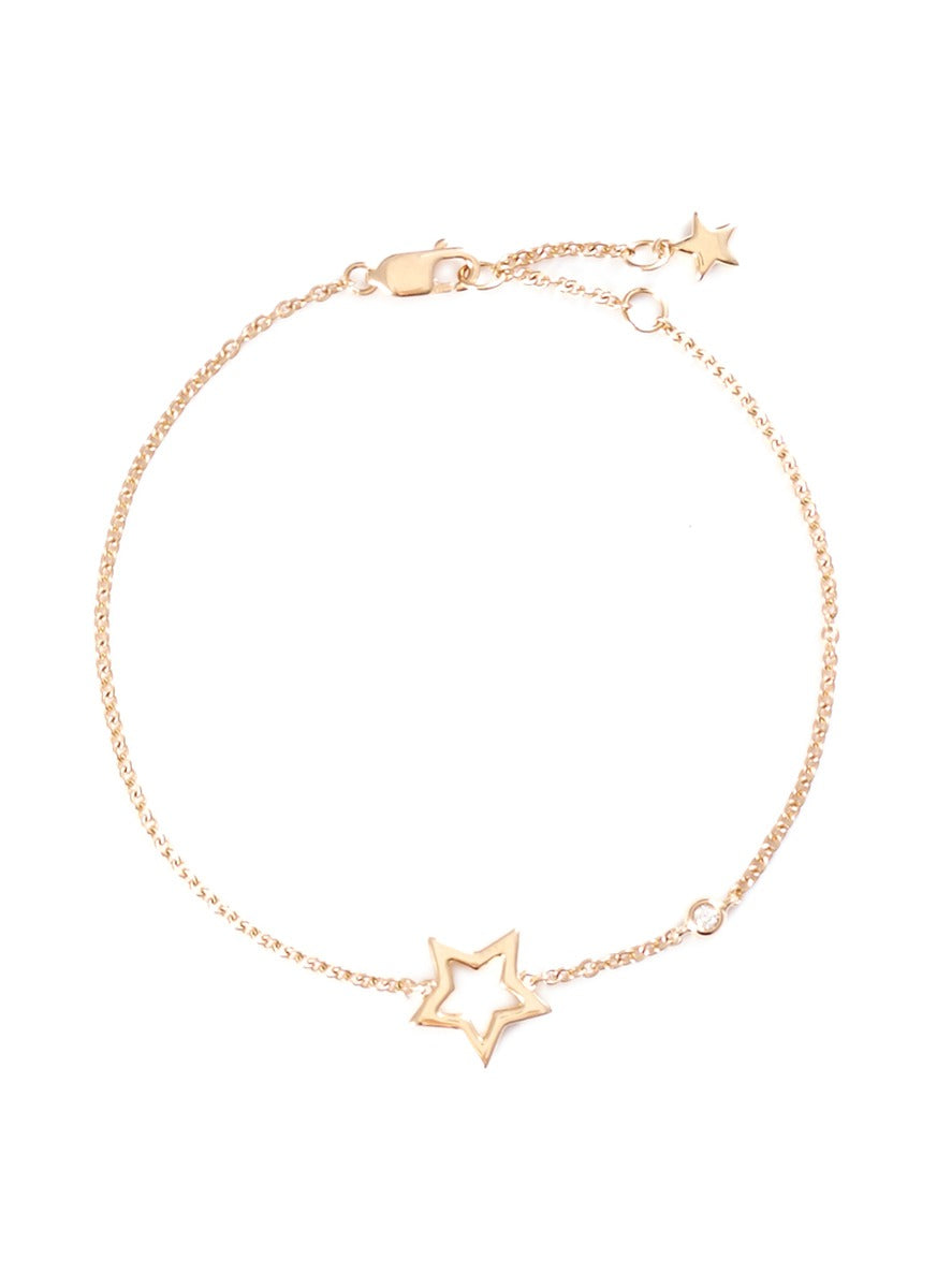 Diamond 18k yellow gold star charm bracelet - LC Collection Jewellery - Metallic