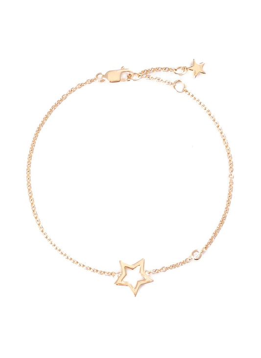 Diamond 18k yellow gold star charm bracelet - LC Collection Jewellery - Metallic