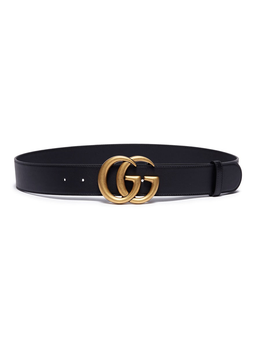 GG logo buckle leather belt - Gucci - Black