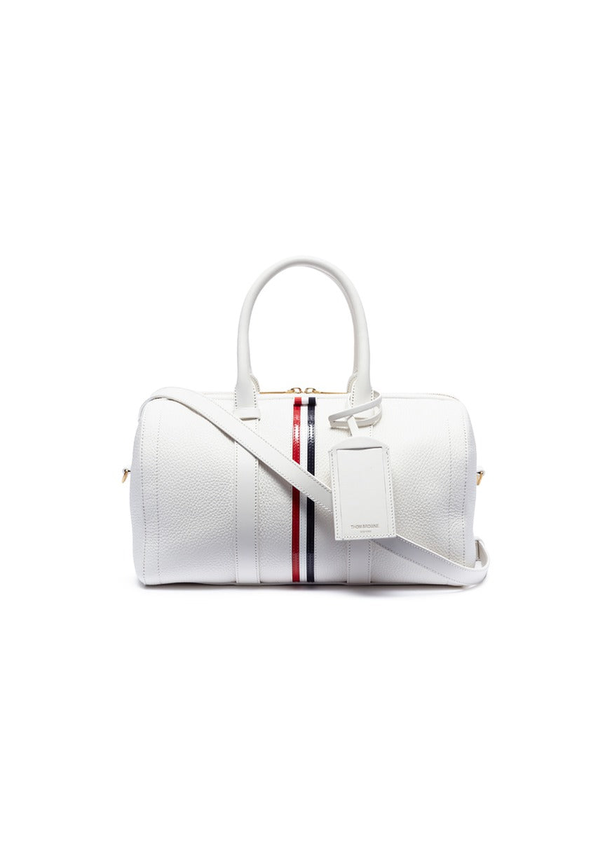 Vertical stripe medium leather bag - Thom Browne - White