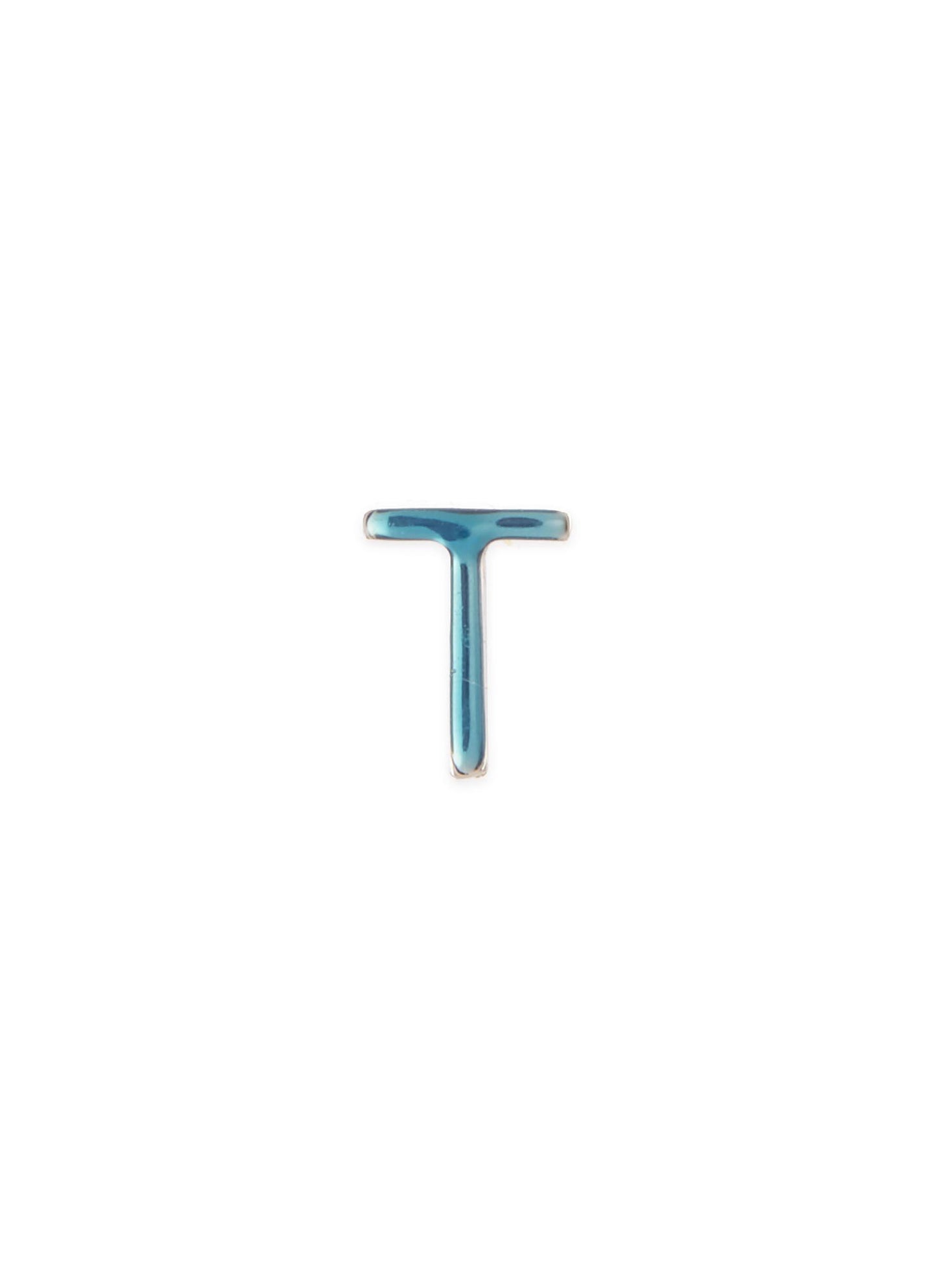 Enamel letter charm – T - Loquet London - Blue