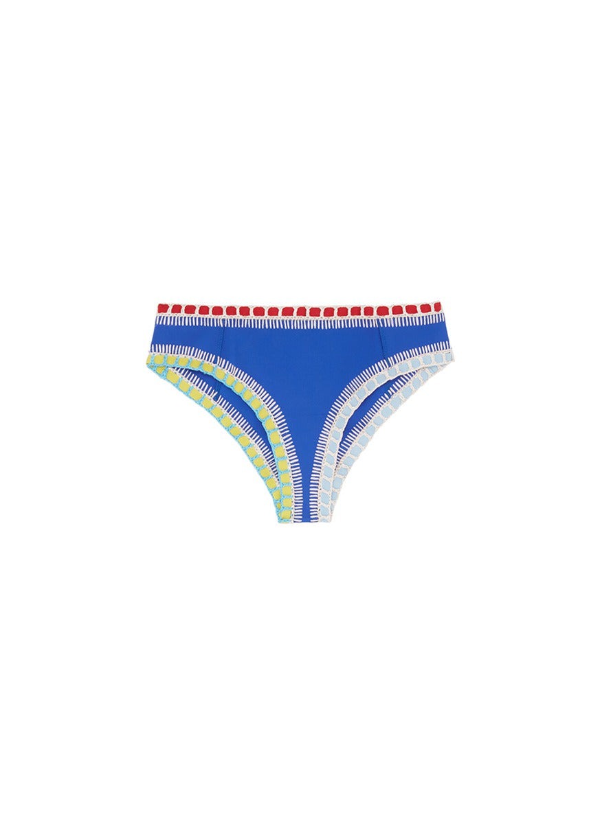 Tuesday' crochet trim bikini boyshort bottoms - KIINI - Blue