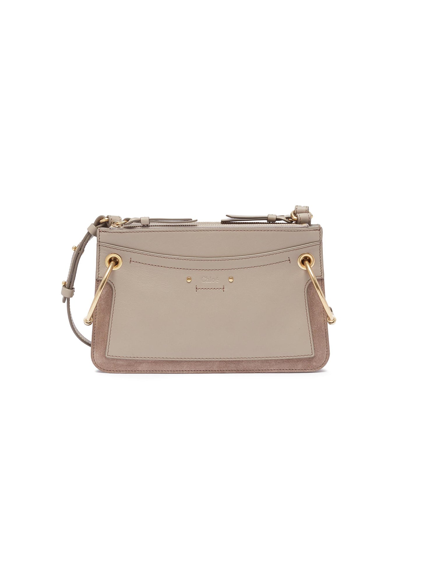 Roy' suede panel leather crossbody bag - Chloé - Grey