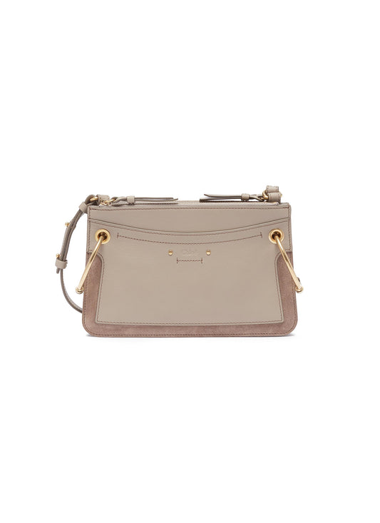 Roy' suede panel leather crossbody bag - Chloé - Grey