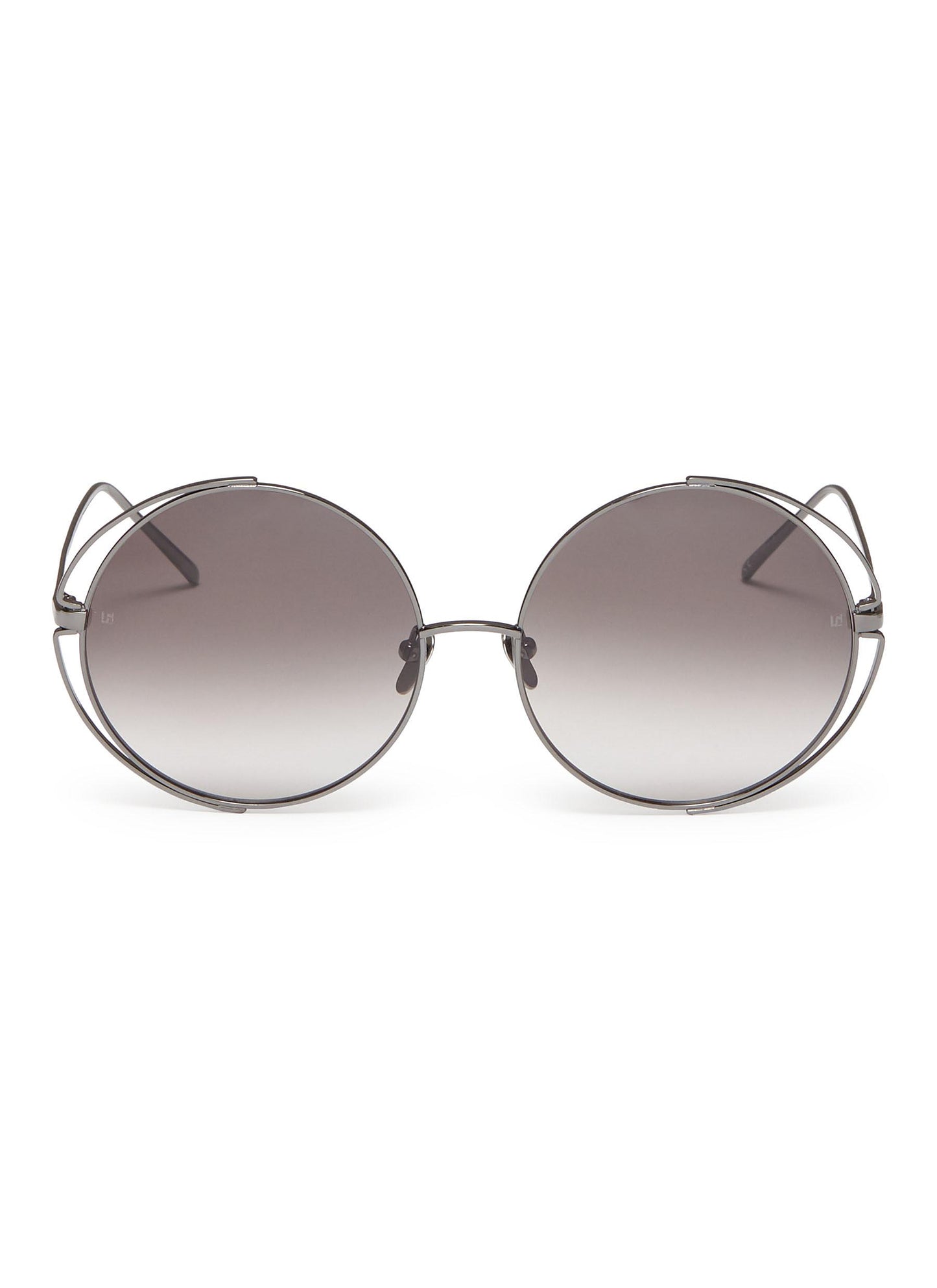 Cutout front metal round sunglasses - Linda Farrow - Metallic