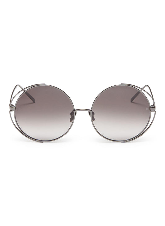 Cutout front metal round sunglasses - Linda Farrow - Metallic