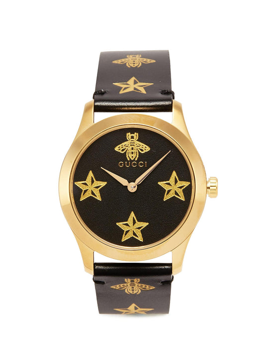 G-Timeless' bee star print 38mm watch - Gucci - Metallic