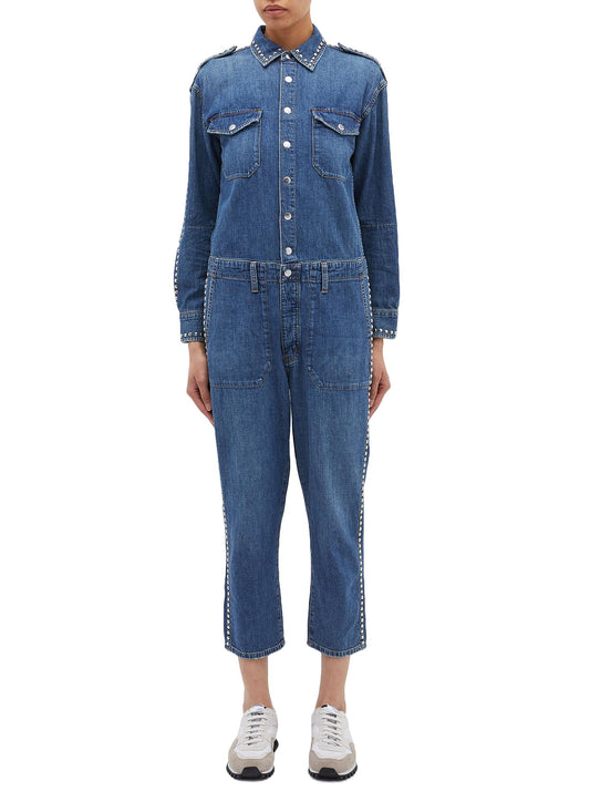 The Crew' stud border denim jumpsuit - Current/Elliott - Blue