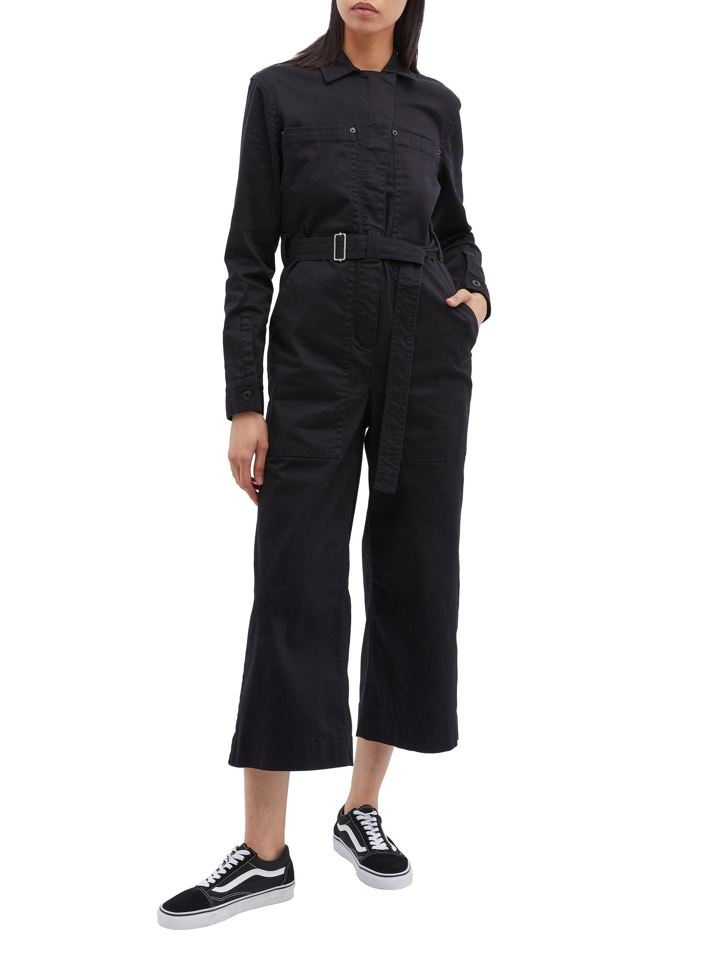 PSWL 'Utility' belted patch pocket twill jumpsuit - Proenza Schouler - Black