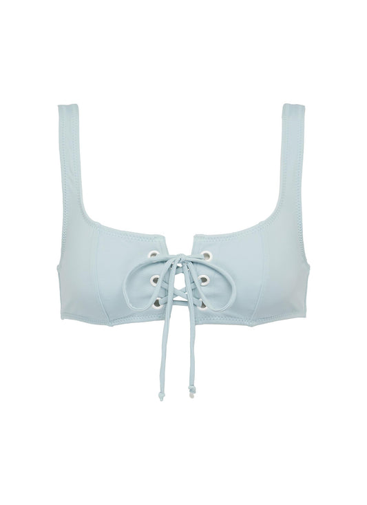 The Isabella' lace-up front bikini top - Solid & Striped - Blue