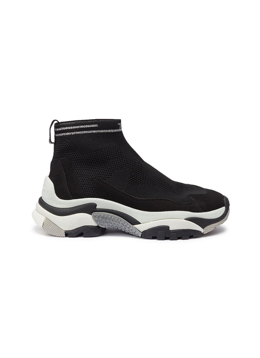 Addict Stretch' chunky outsole sock knit high top sneakers - ASH - Black