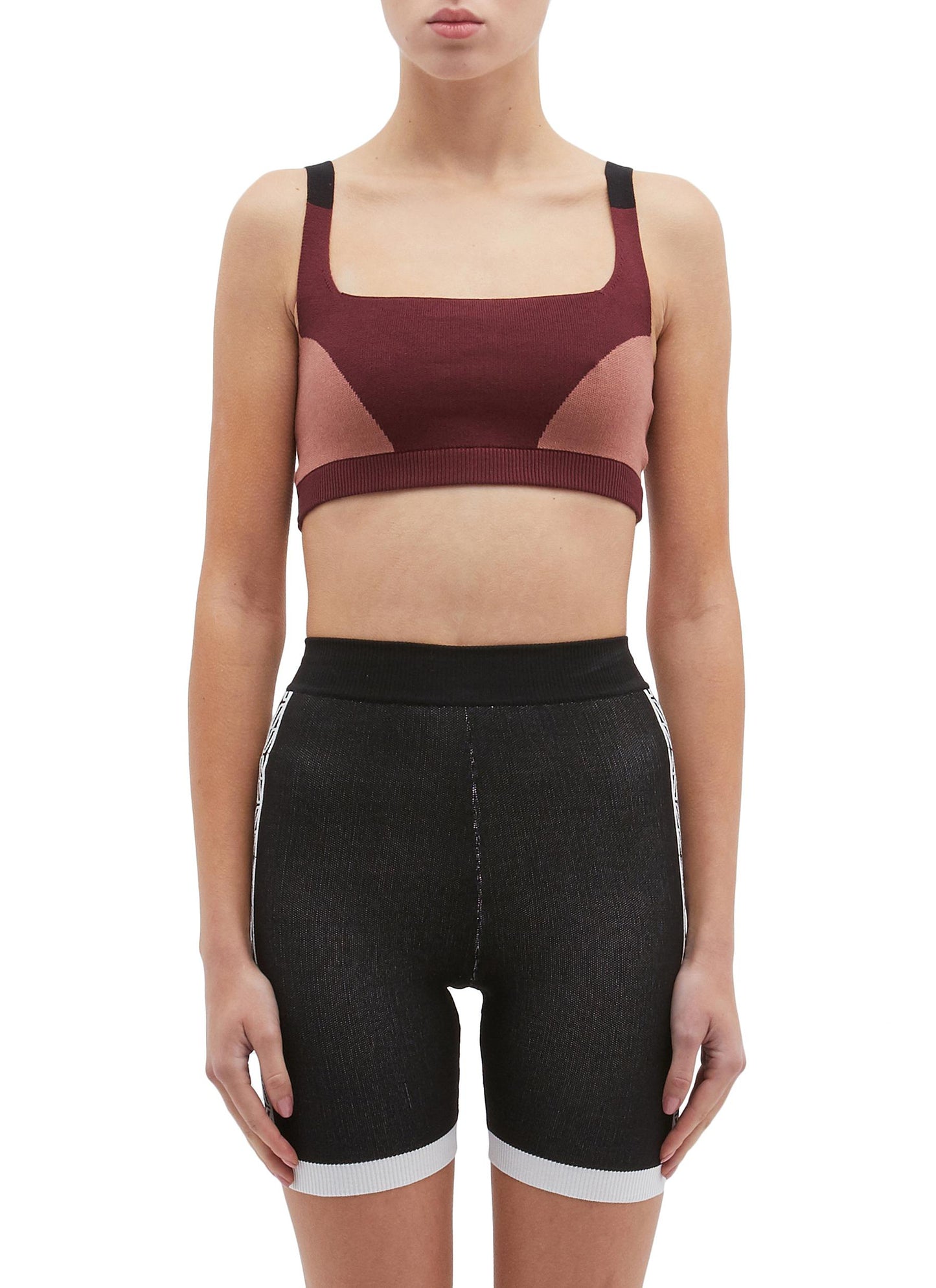 Colourblock organic cotton blend knit sports bra - NAGNATA - Multi-colour