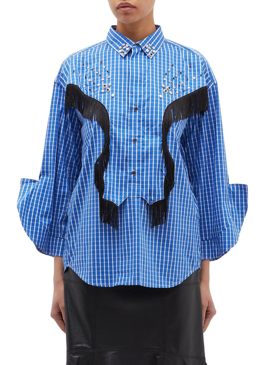 Fringe embellished check Western shirt - TOGA ARCHIVES - Multi-colour