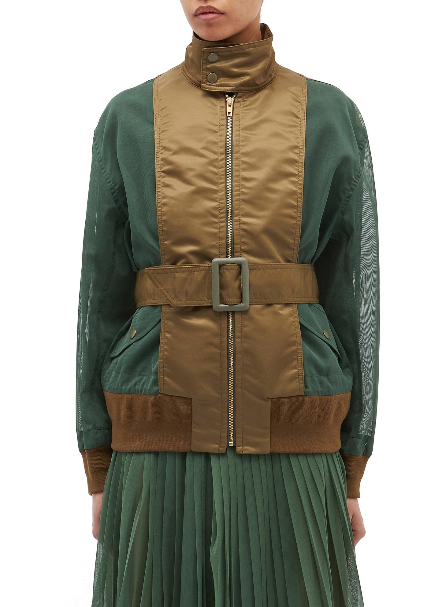 Belted nylon panel mesh jacket - TOGA ARCHIVES - Multi-colour