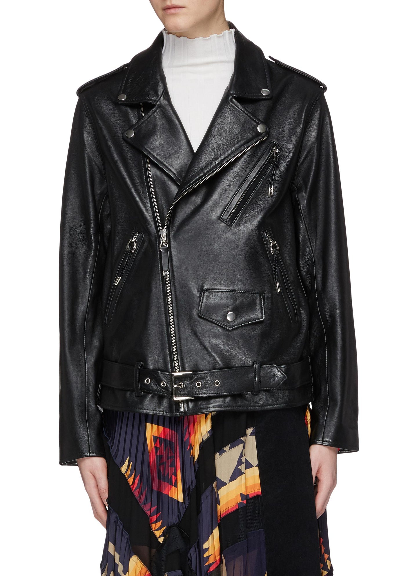 Lace-up leather biker jacket - TOGA ARCHIVES - Black