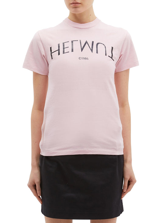 Slogan logo print T-shirt - Helmut Lang - Pink