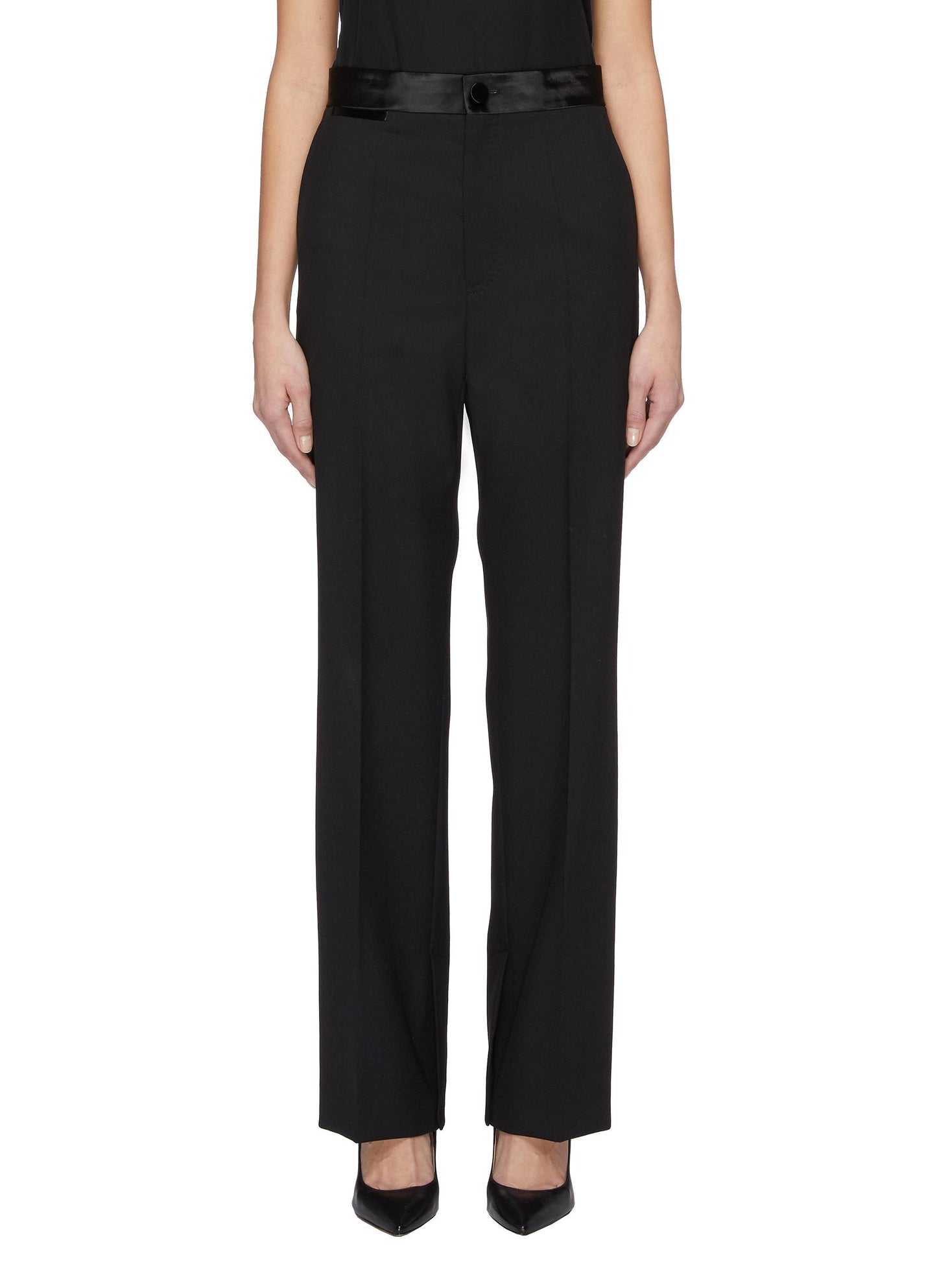 Virgin wool-mohair canvas tuxedo pants - Helmut Lang - Black