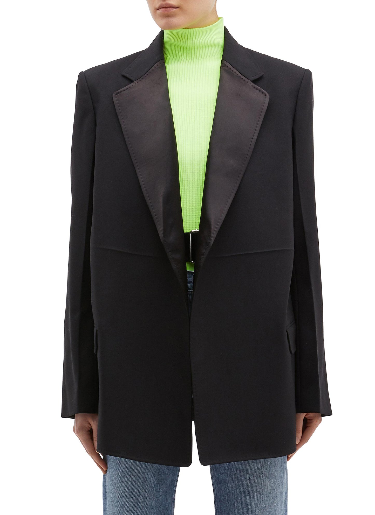 Belted virgin wool-mohair tuxedo blazer - Helmut Lang - Black