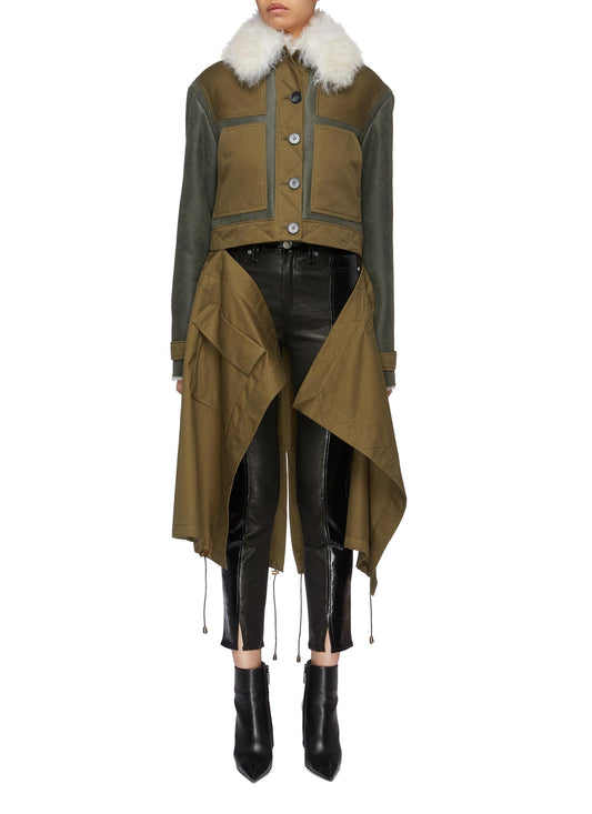 Patchwork lambskin shearling coat - Monse - Green