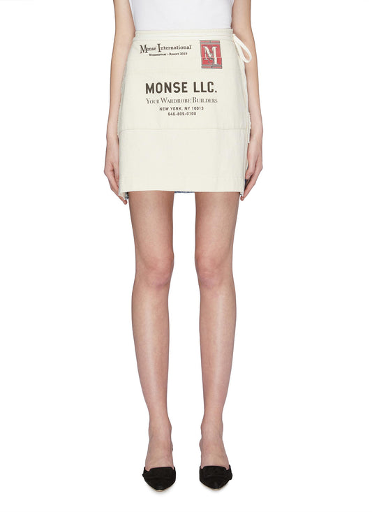 Logo slogan print apron panel denim skirt - Monse - Multi-colour