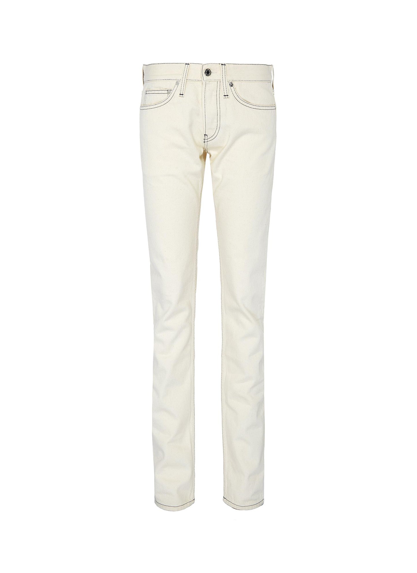 Masc Lo Drainpipe' contrast topstitching jeans - Helmut Lang - White