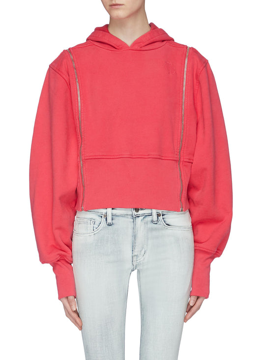 Detachable zip puff sleeve panel hoodie - TRE by Natalie Ratabesi - Red