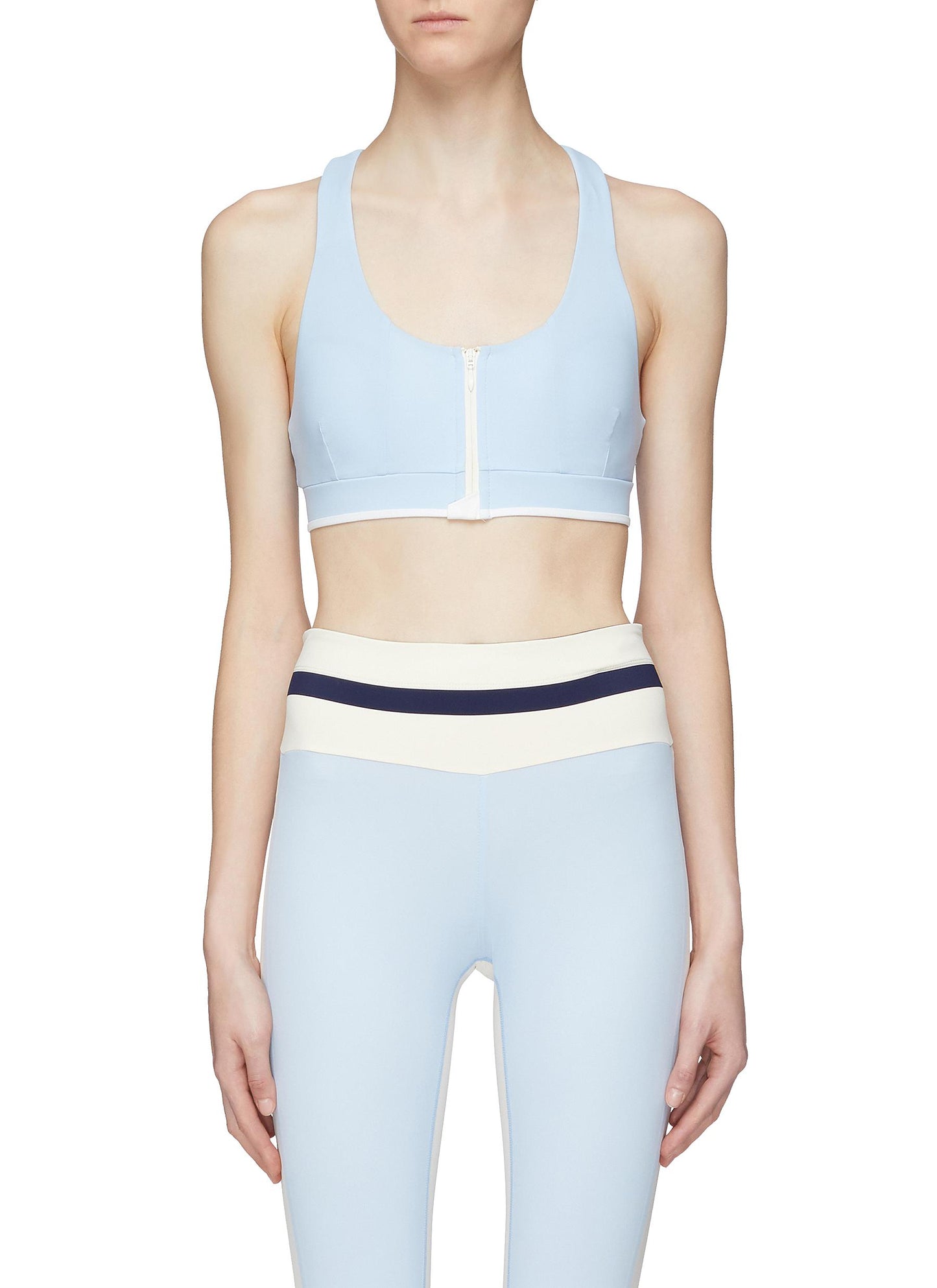 Cloe' zip front racerback sports bra - Vaara - Blue