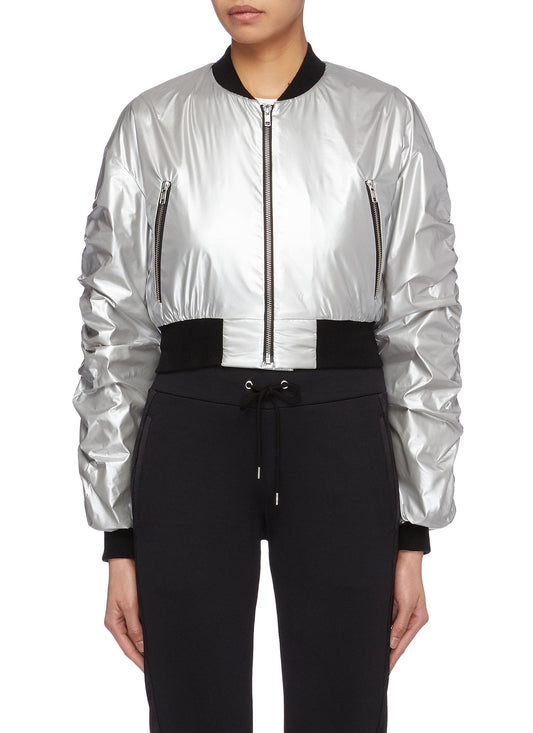 Metallic cropped bomber jacket - 42|54 - Metallic