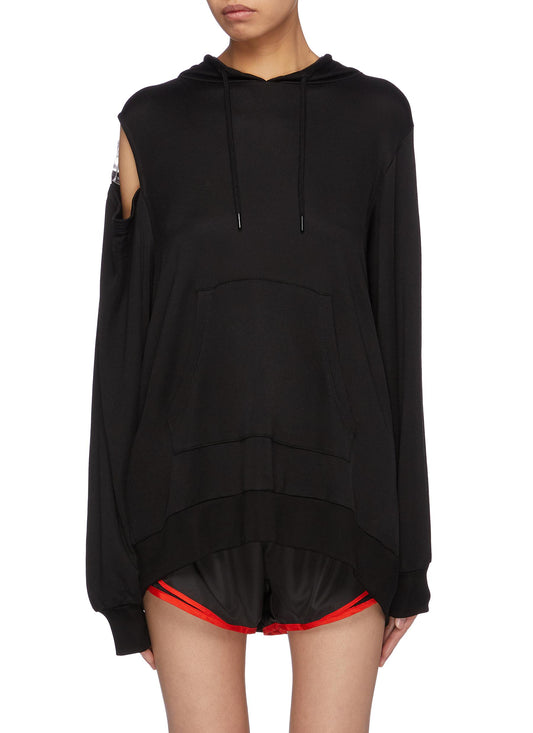 Buckled cutout shoulder hoodie - 42|54 - Black