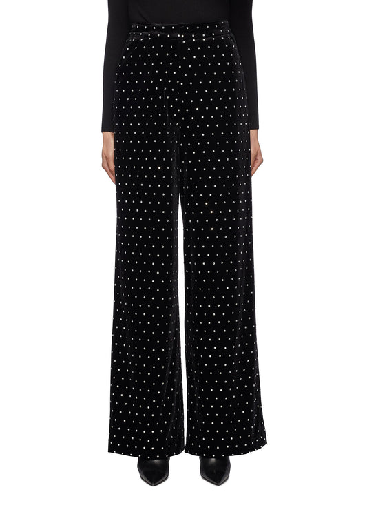 Strass velvet wide leg pants - self-portrait - Black