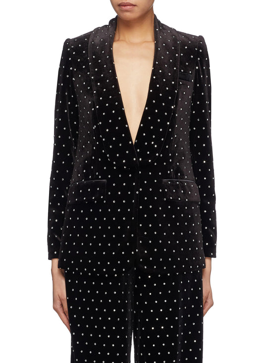 Strass velvet blazer - self-portrait - Black