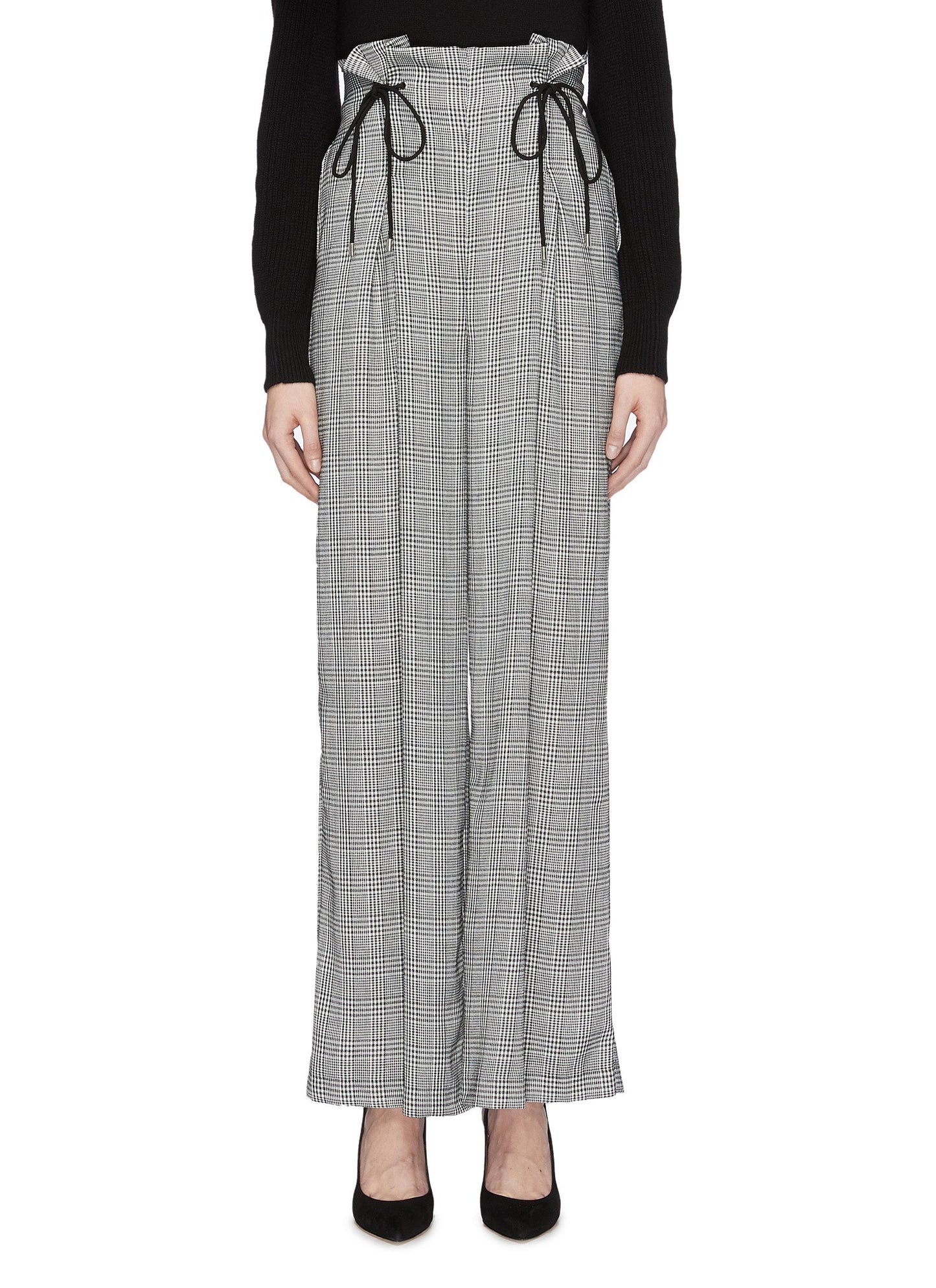 Hopes Up' houndstooth check plaid wide leg paperbag pants - C/MEO COLLECTIVE - Multi-colour