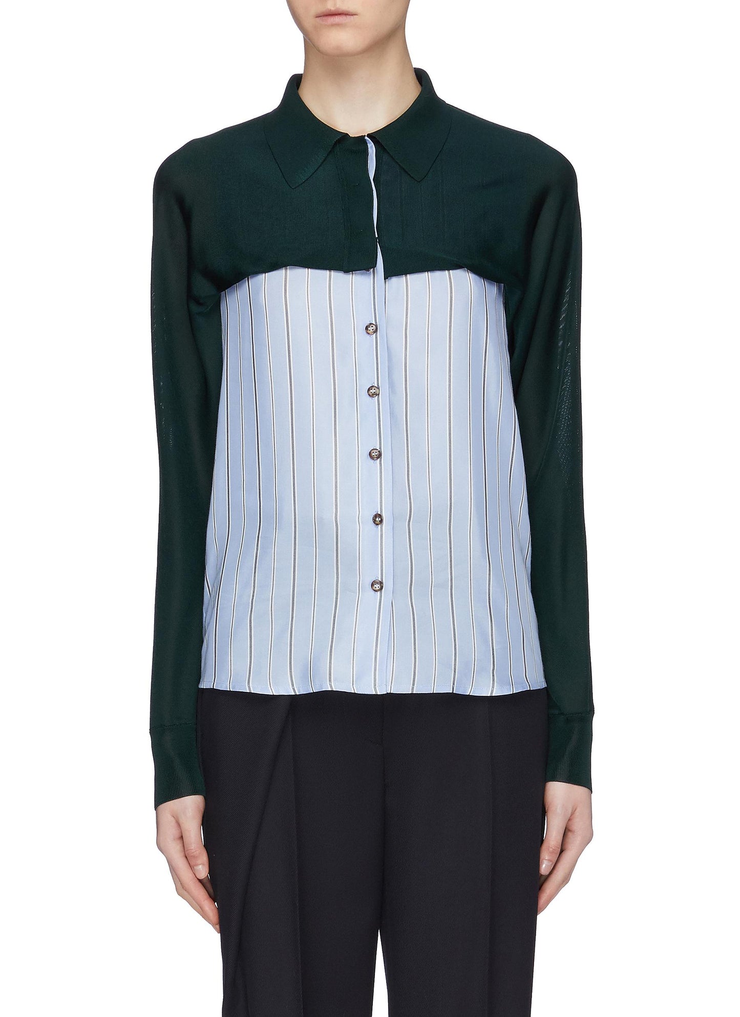 Colourblock sleeve panel stripe shirt - Cédric Charlier - Multi-colour