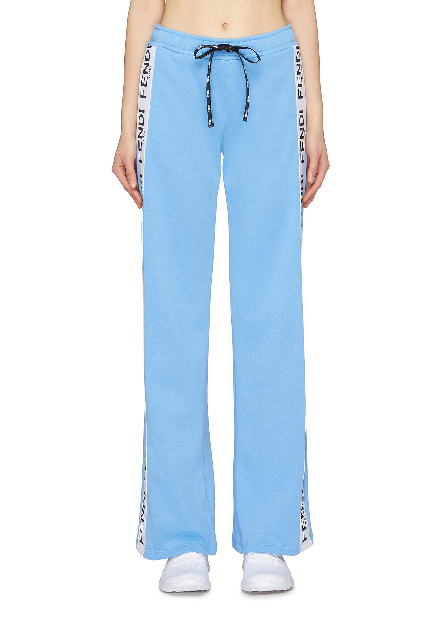 Logo stripe outseam flared sweatpants - Fendi Sport - Blue