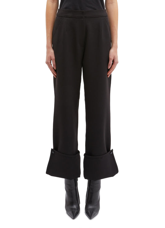 Button folded cuff pants - Christopher Esber - Black