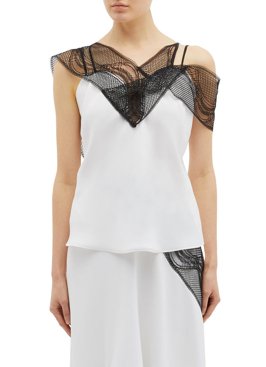 Lace drape trim camisole top - Christopher Esber - White