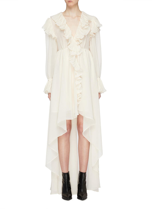 Ruffle trim high-low dress - Philosophy di Lorenzo Serafini - White