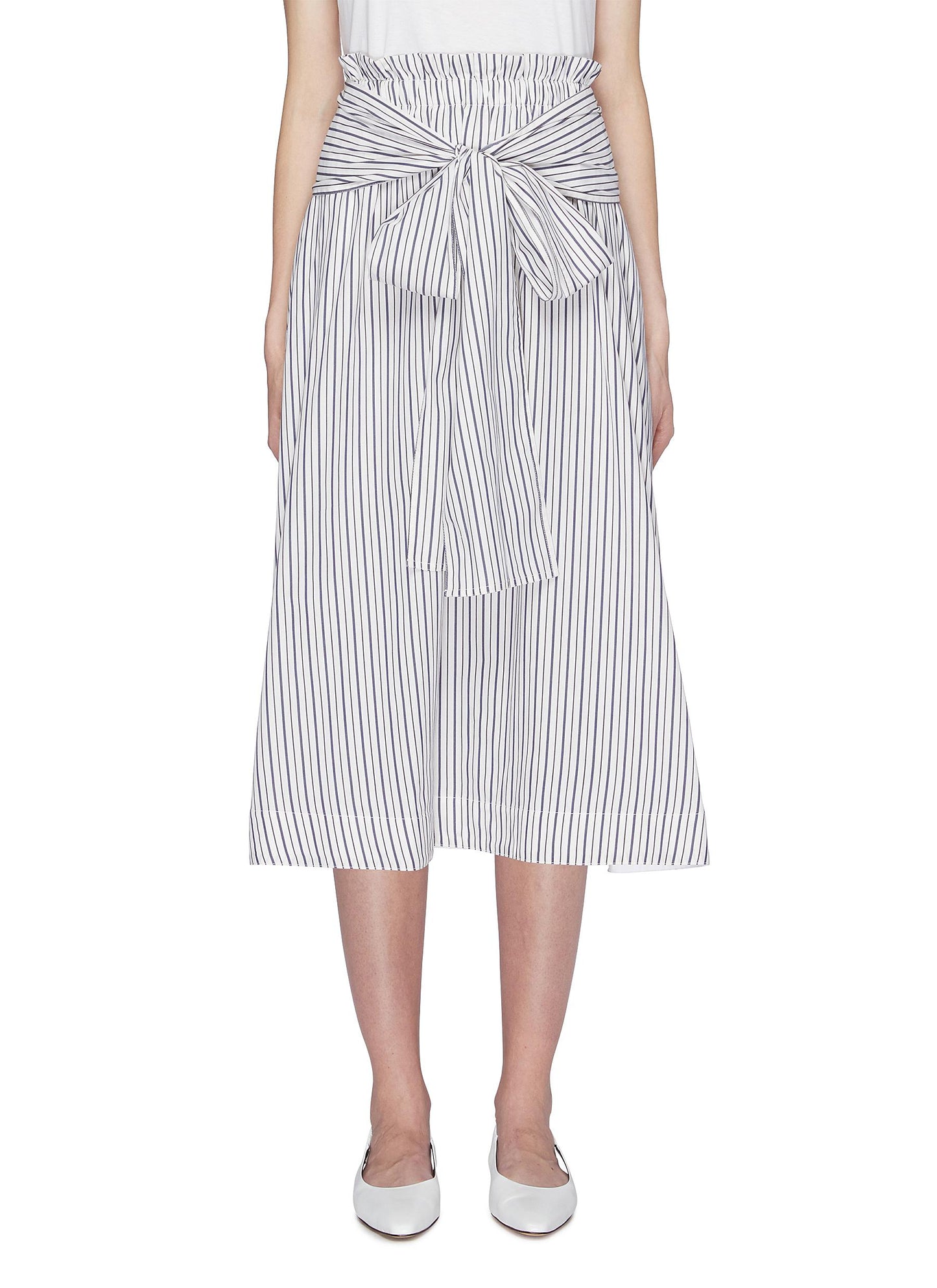 Sash tie waist stripe poplin skirt - Rosetta Getty - Multi-colour