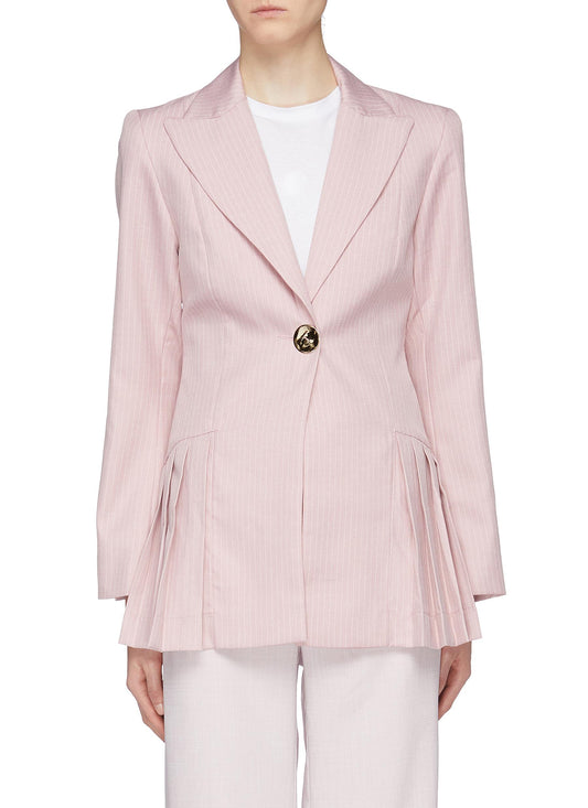 Suit Yourself' pleated peplum stripe blazer - Maggie Marilyn - Pink