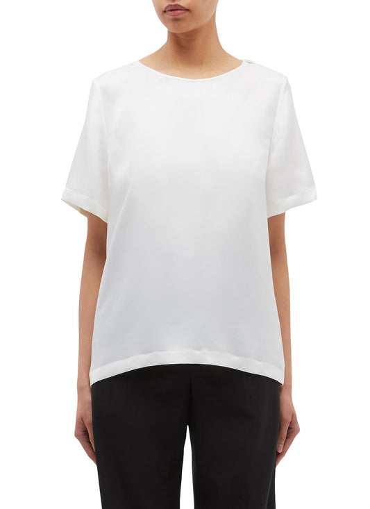 Tie shoulder silk T-shirt - Thomas Puttick - White