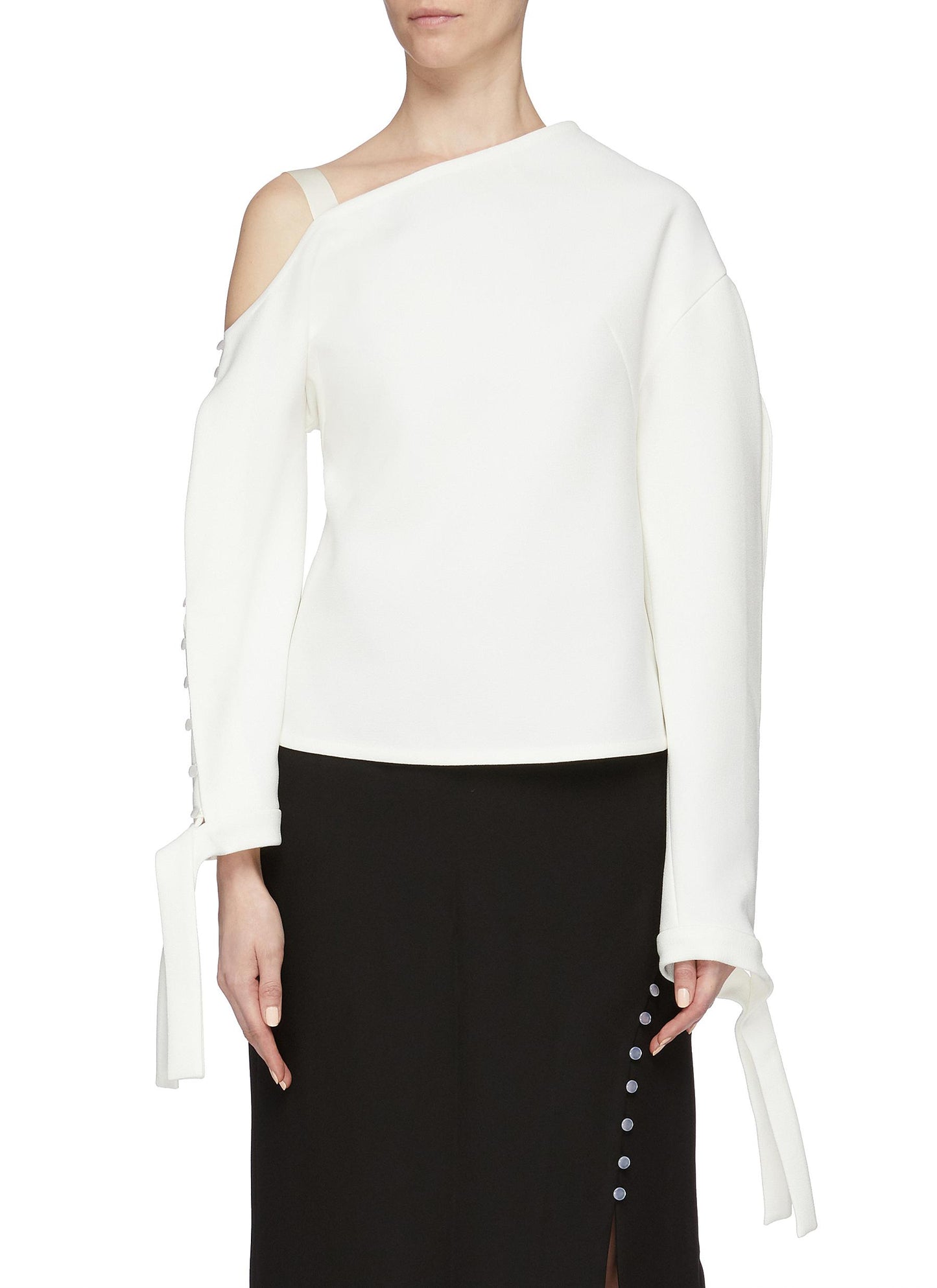 Ode to Psyche' sash cuff one-shoulder top - Elissa McGowan - White