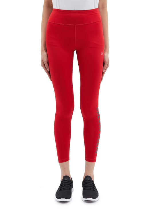 Logo print cropped performance leggings - Calvin Klein Performance - Red