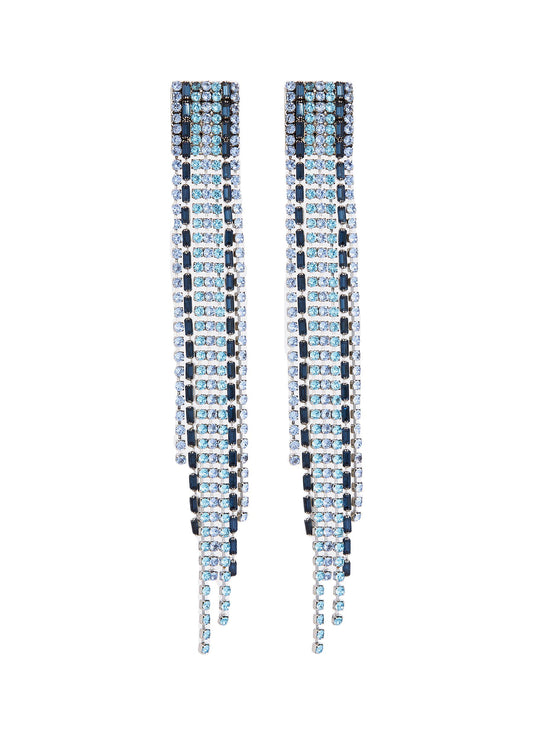 Swarovski crystal fringe drop duster earrings - Erickson Beamon - Blue