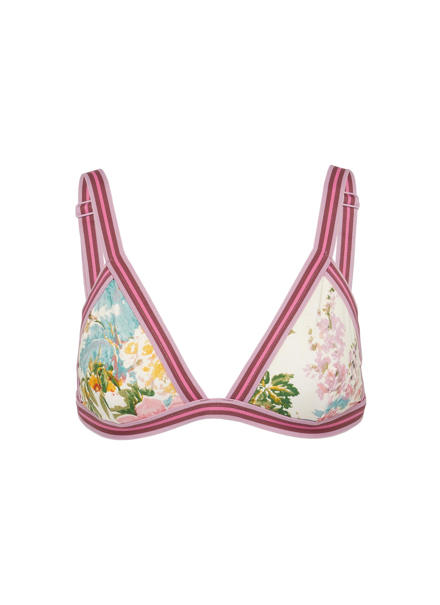 Heathers' stripe border garden floral print bikini top - Zimmermann - Multi-colour