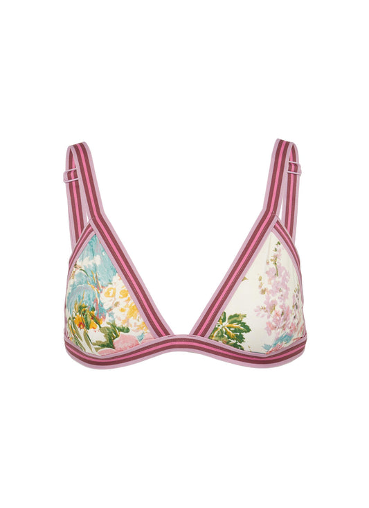 Heathers' stripe border garden floral print bikini top - Zimmermann - Multi-colour