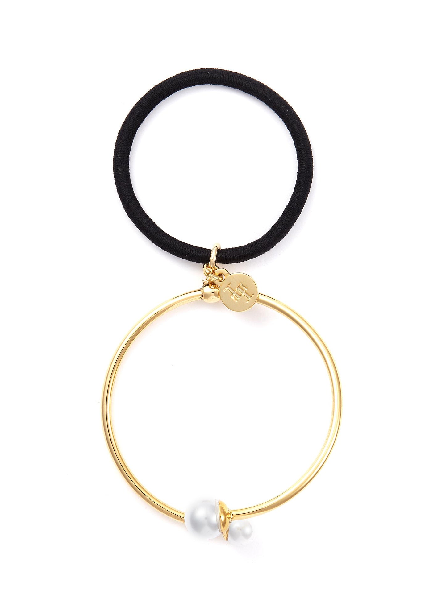 Swarovski pearl hoop hair tie - LELET NY - Metallic