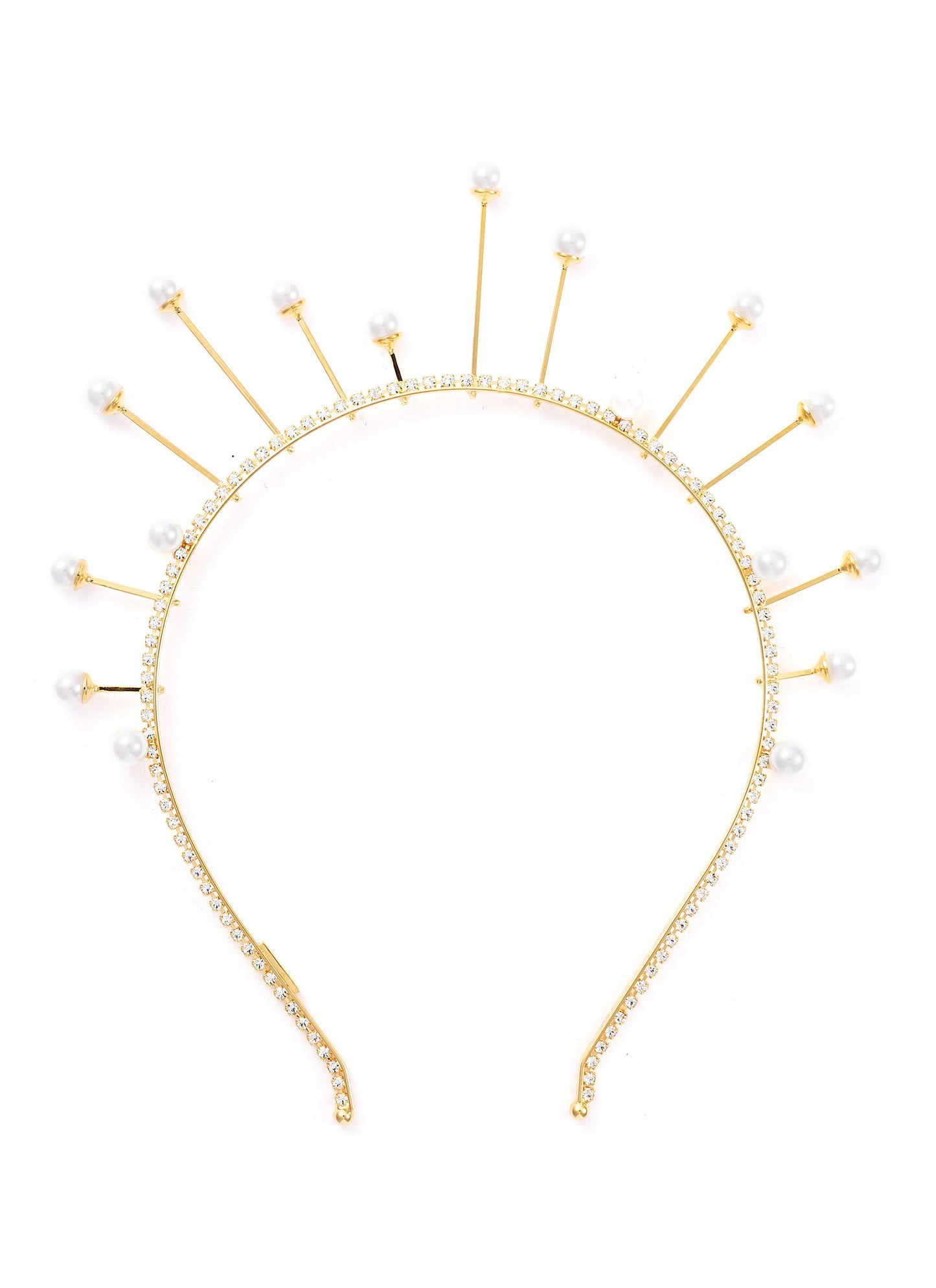 Lunar' Swarovski crystal pearl crown - LELET NY - Metallic