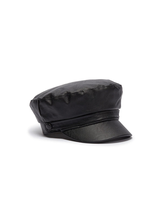 Faux leather baker boy cap - Topshop - Black